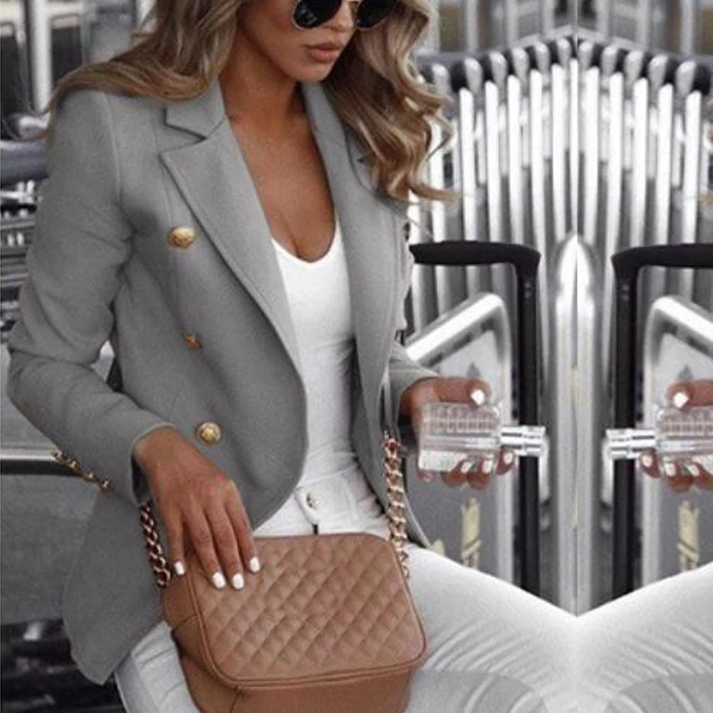 

Button Ladies Blazer 2020 Fashion Work Suit Women's Jacket Office Lady Formal Blazers and Jackets Female Blazer Femme 5XL