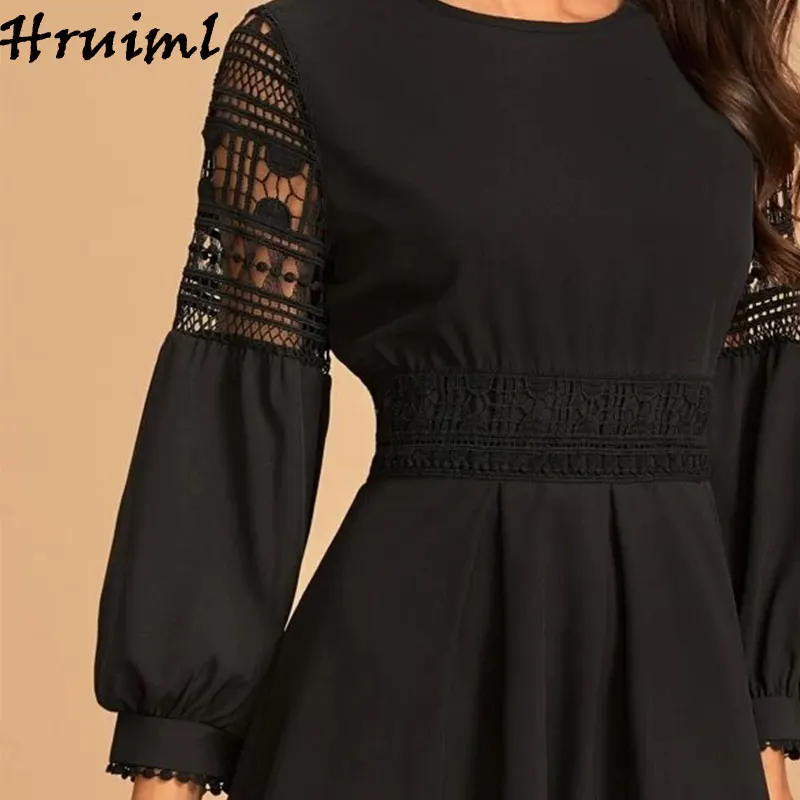 

Elegant Women Dress O Neck Three Quarter Sleeve Slim Party Night Sexy Mini Dress High Waist Fashion Office Lady Black Vestidos