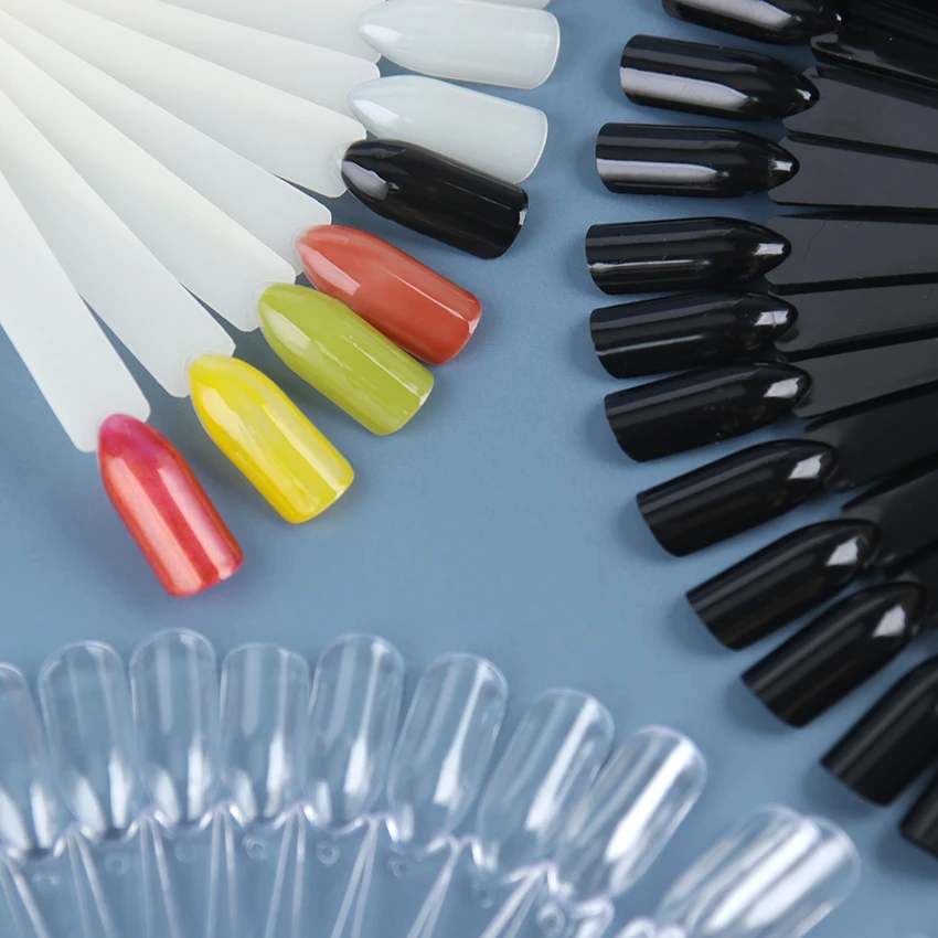 24 шт./компл. накладные ногти натуральный прозрачный черный веер полная карта для