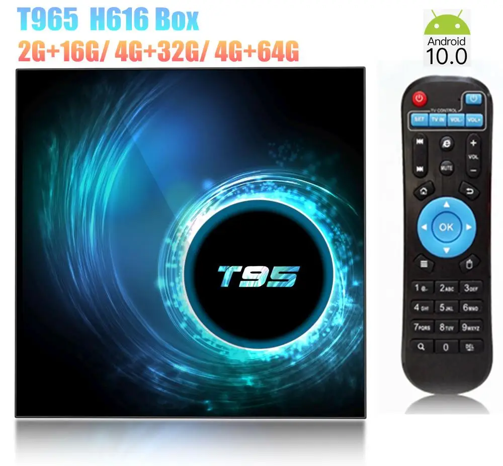 T95 Android 10 ТВ бокс 4 Гб RAM 64 ROM Allwinner H616 четырехъядерный 6K Wifi медиаплеер Youtube 2G/16G