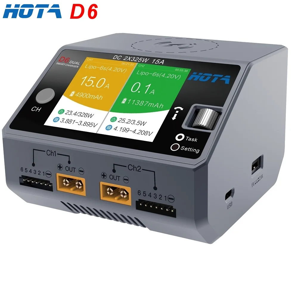 Высокопроизводительное зарядное устройство HOTA D6 Двухканальное