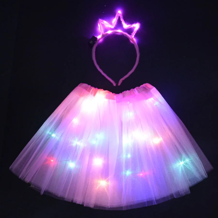 crown pink Светодиодный светильник балетные пачки на проволоке Кот кролик ухо Корона повязка юбка светящаяся неоновая вечеринка подарок на день рождения Хэллоуин СВЕТОДИОДНЫЙ одежда Рождественское украшение - Цвет: crown pink