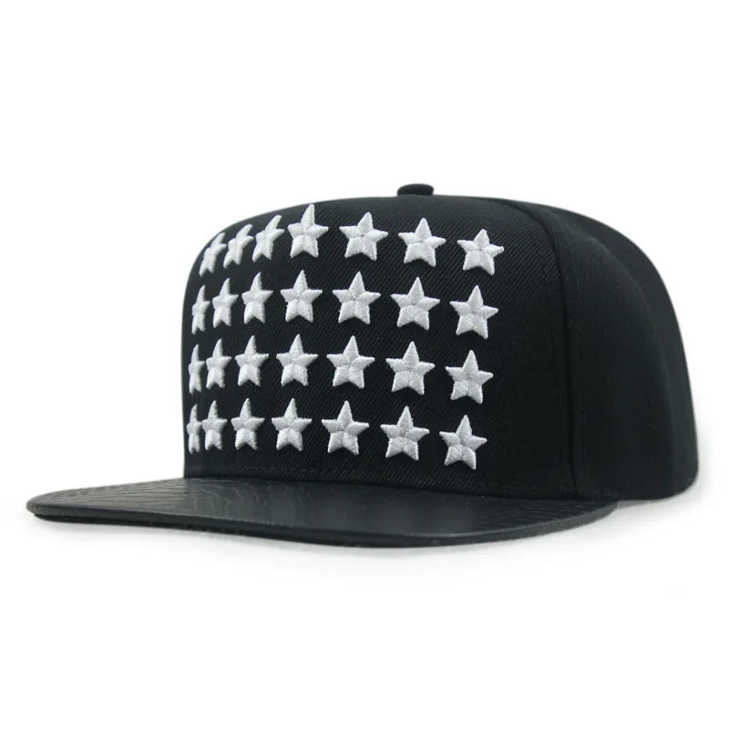 

New Design Spring Summer Flat Brim Man Woman Star Embroider Outing Sunshade Street Fashion Hip Hop Punk Snapback Baseball Hat