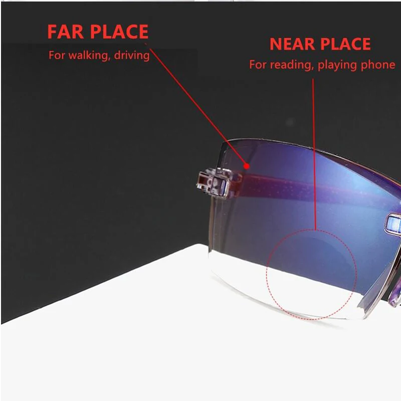 Синие очки для чтения мужчин бескаркасные двойной светильник двойного
