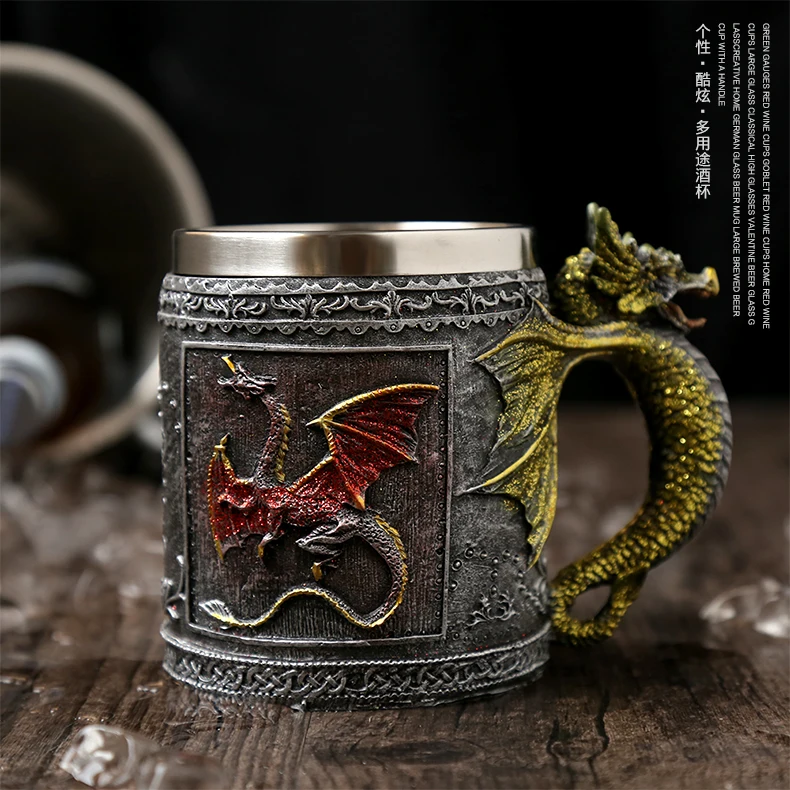 

DRAGON beer mug skull mug halloween carnival festival holiday stainless steel mug retro office drinking cup