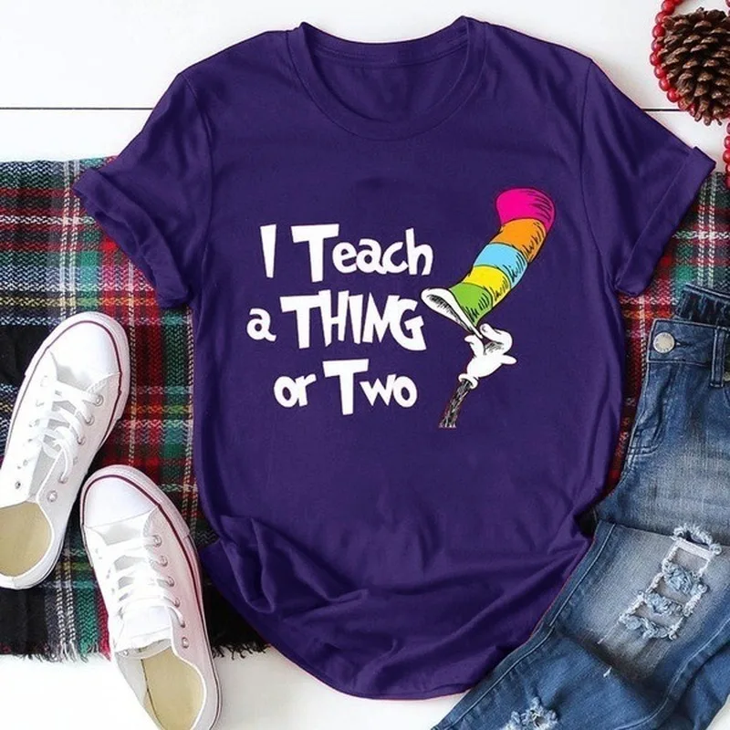 

I Teach A Thing or Two Letter Print T Shirt Women Short Sleeve O Neck Loose Tshirt Summer Women Tee Shirt Tops Camisetas Mujer