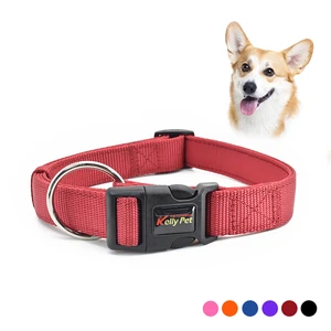 Thick Nylon Dog Collars Padded Durable Pet Collar For Small Medium Dog Comfortable Pet Necklace Black Red Blue orange pink