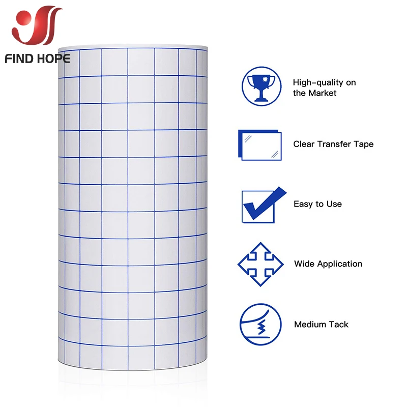 

Adhesive Vinyl Transfer Paper Tape Sheet/Roll Clear w Alignment Grid Mid Tack Sign Vinyl Sticker Cutting Craft Decals DIY