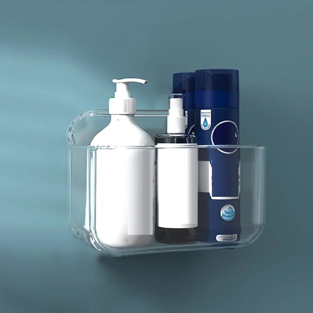 

Transparent Bathroom Organizer Wall Storage Box Shelf Cosmetic Organizer Shower Shampoo Holder Bath Rack No Drilling Accessories