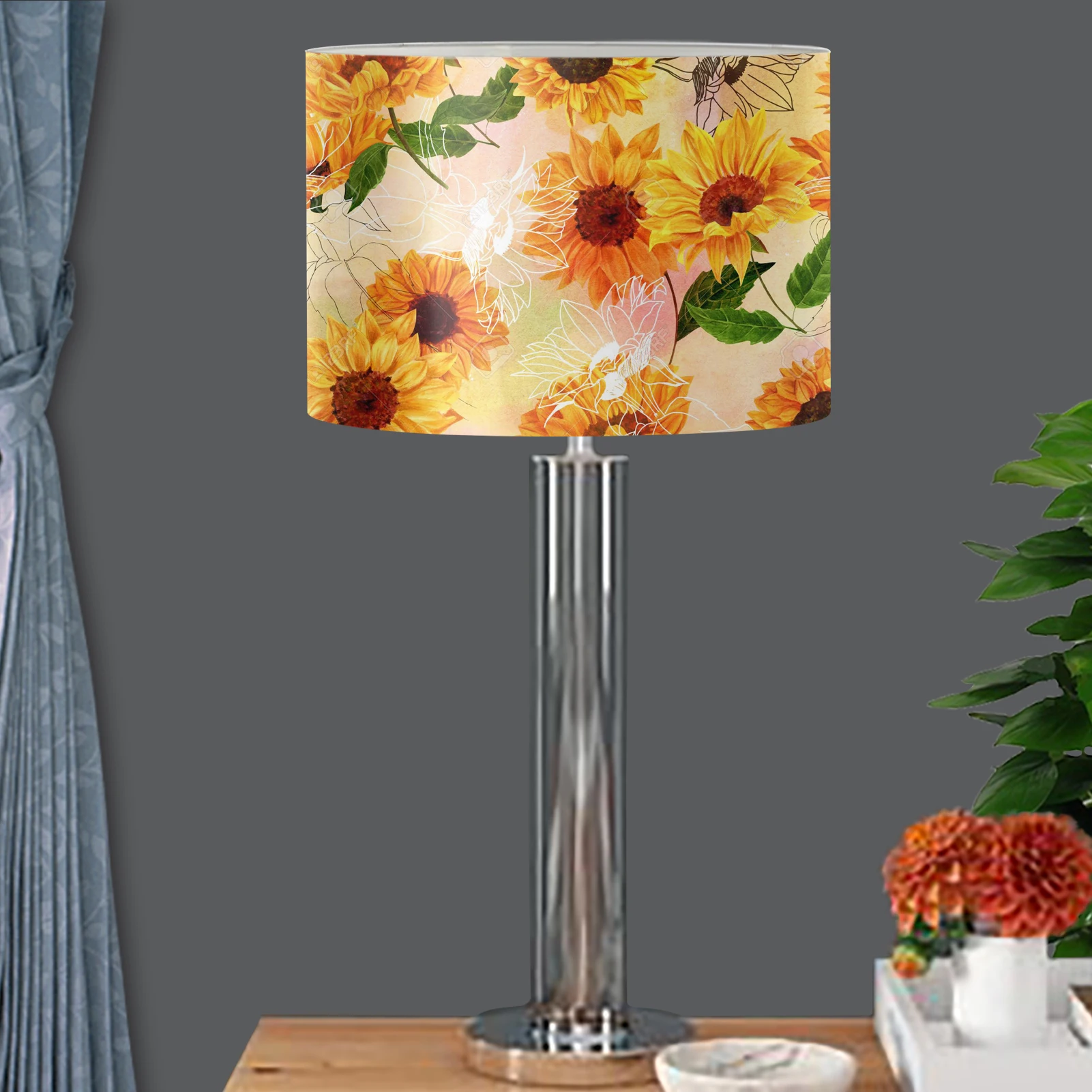 

Vintage Lamp Shade Sunflower Print Table Lamp Floor Lamp Livingroom Bedroom Floral Flower Decorative Custom Lighting Accessories