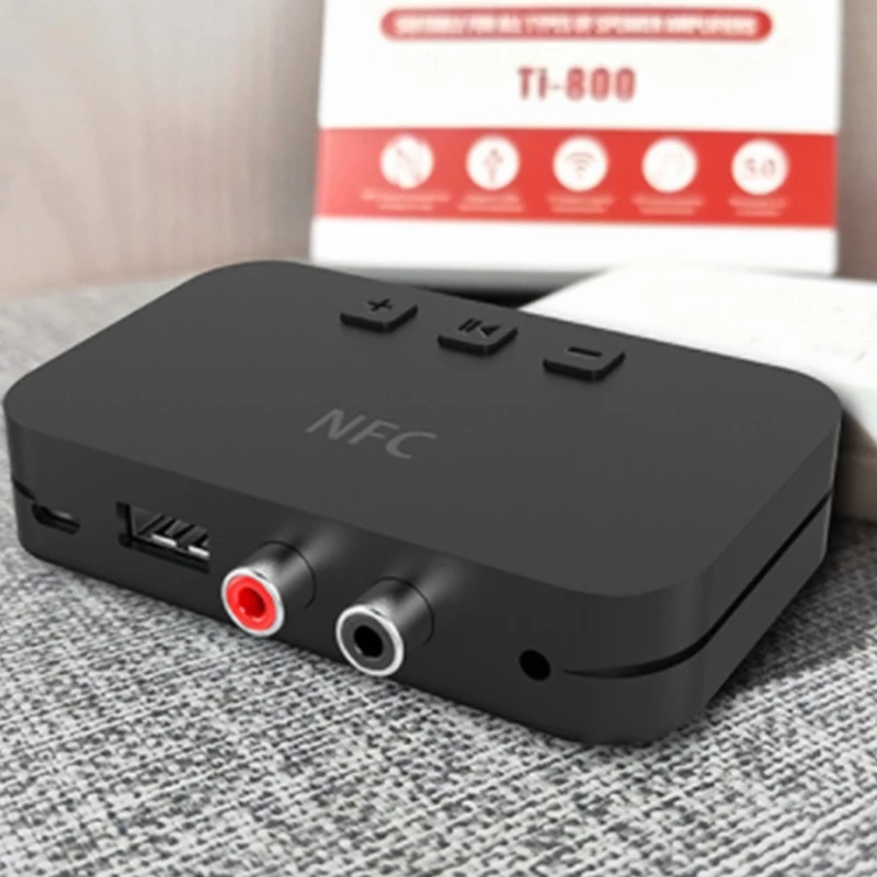 

5.0 Bluetooth Receiver NFC 3.5mm RCA Jack USB Smart Playback Stereo o Wireless Adapter for Car Speakers