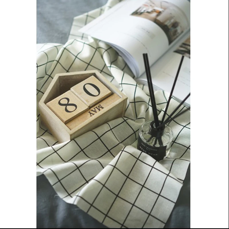 Водонепроницаемая простая хлопковая салфетка в японском стиле с белой решеткой