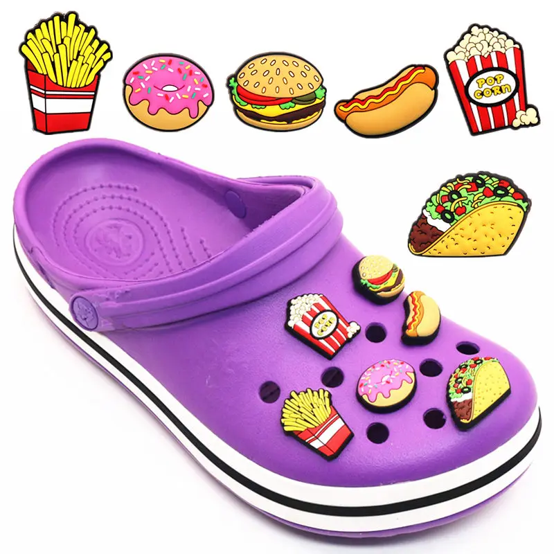 

Original 6pcs/set Food Series PVC Shoe Charms Decoration Strawberry Donut Shoes Accessories fit croc JIBZ Party X-mas Kids Gifts