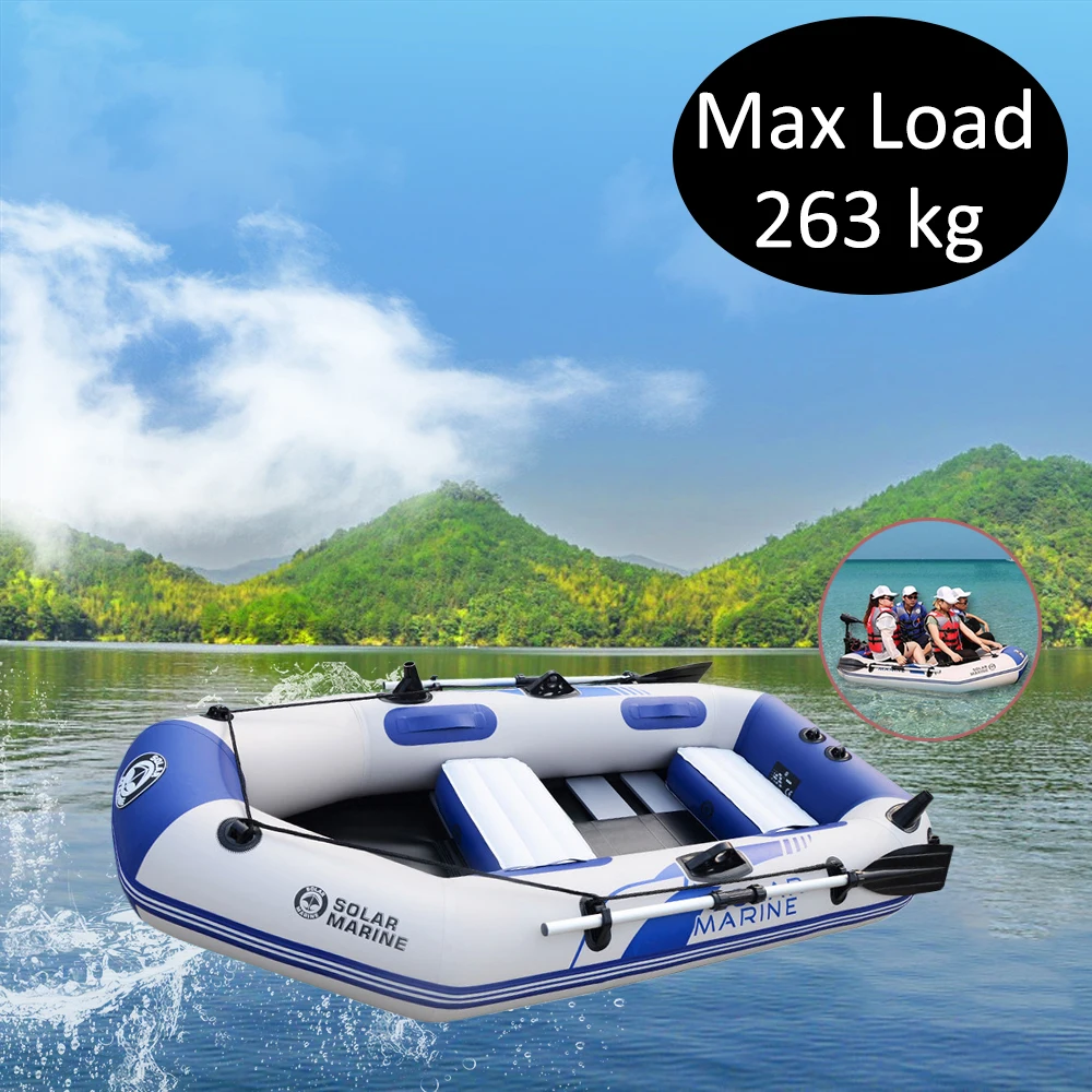 

3 Person 260cm Inflatable Rowing Boat PVC Fishing Canoe Kayak Dinghy Hovercraft Drifting Raft Sailboat Surfing Sailing Ship A