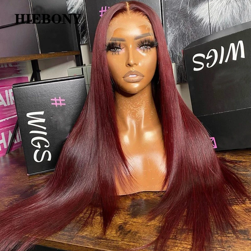 

Burgundy Straight Lace Front Wigs Human Hair 5x5 6x6 Lace Closure Wig 180% Brazilian 13x6 Lace Front Wigs Pre Plucked Hairline