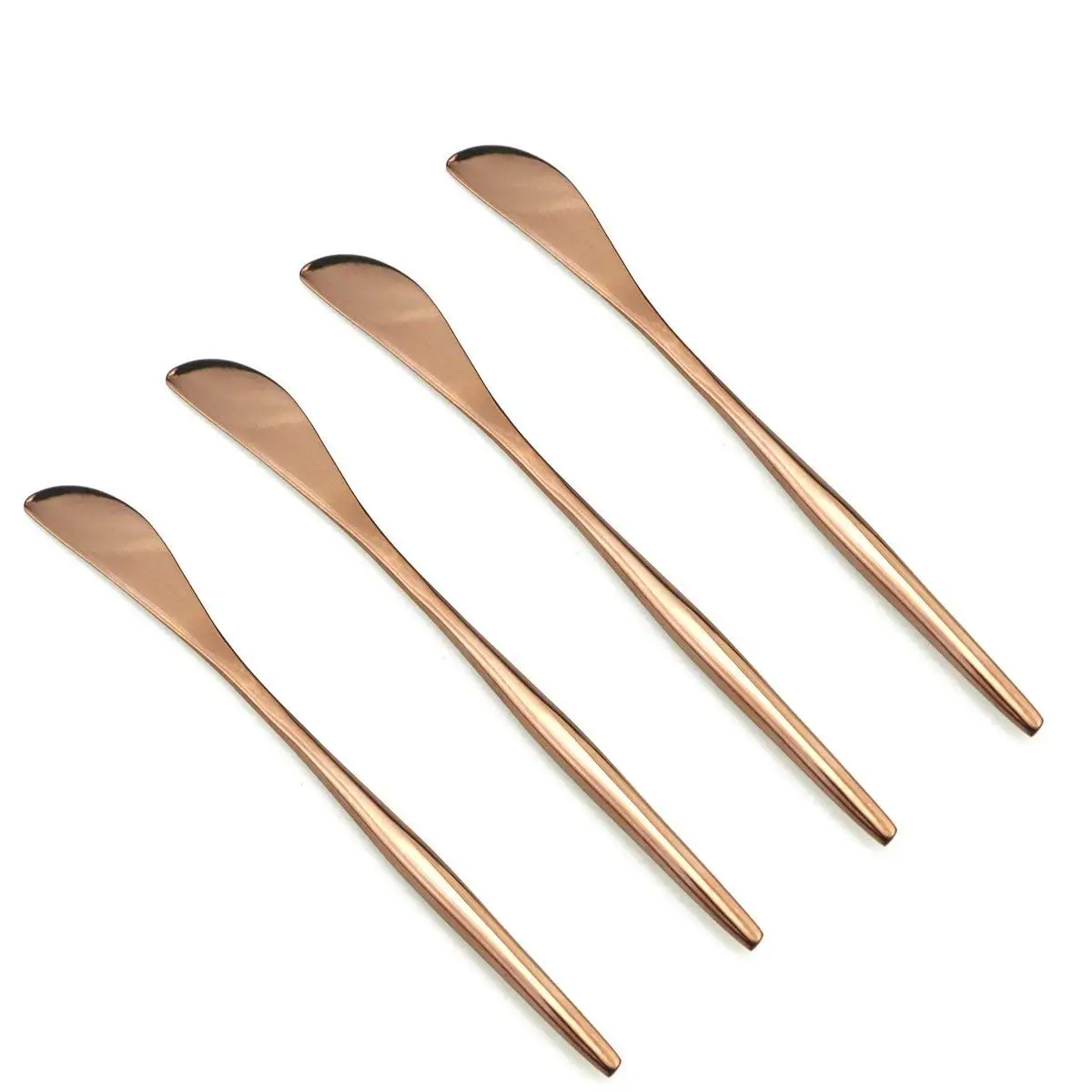 4-Piece Stainless Steel Dinnerware High Quality Metal Tableware Rose Gold Mirror Polished Butter Steak Knife Bagels Cheese | Дом и сад