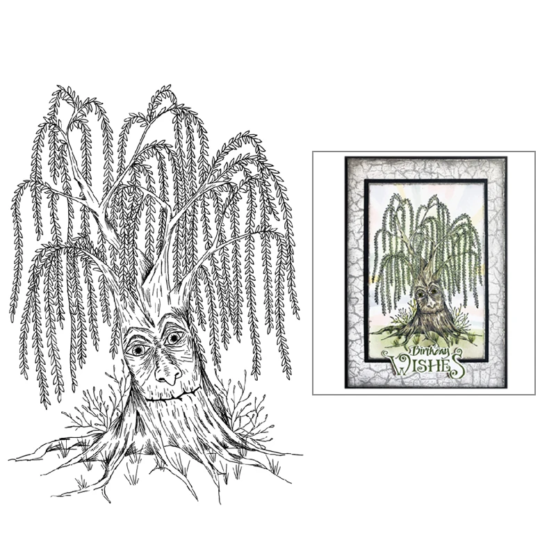 

2021 New Plant Willow Tree Pattern Clear Stamps For DIY Craft Making Paper Greeting Card and Scrapbooking No Metal Cutting Dies