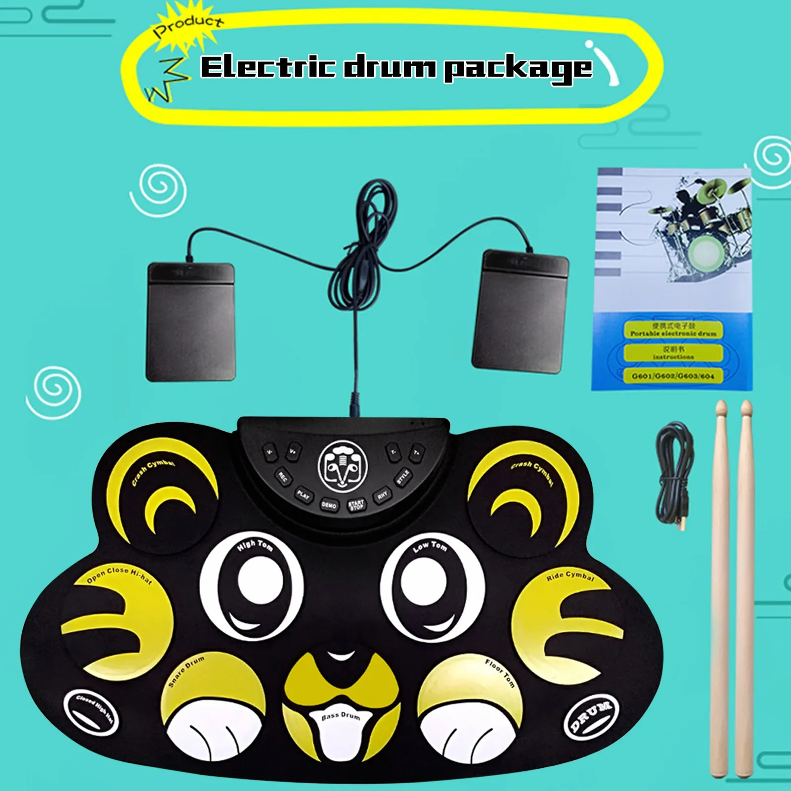 

Early Education Enlightenment Simulation Jazz Drum Practice Drum Instrument Exercise Music Parent-Child Toy For Kids Gifts Toys#