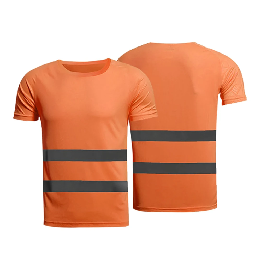 

new Reflective t-shirt Summer Fluorescent Yellow Orange High Visibility Safety Work Running Shirt Summer Breathable Work T Shirt