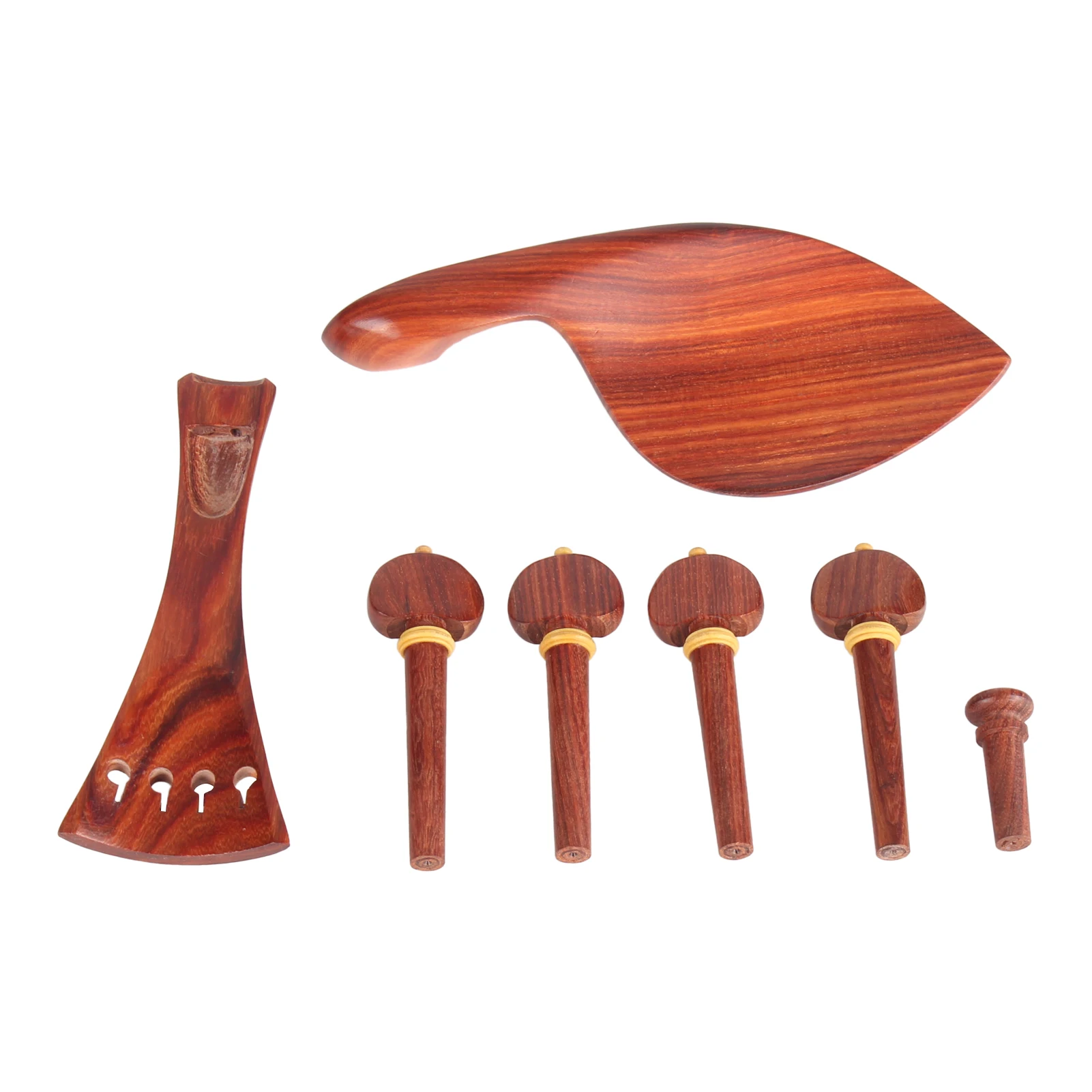 

7-Piece Redwood Violin Parts Set Includes 1 Tailpiece 1 Chin Rest 4 Tuning Pegs 1 Endpin Accessories for 4/4 Violin