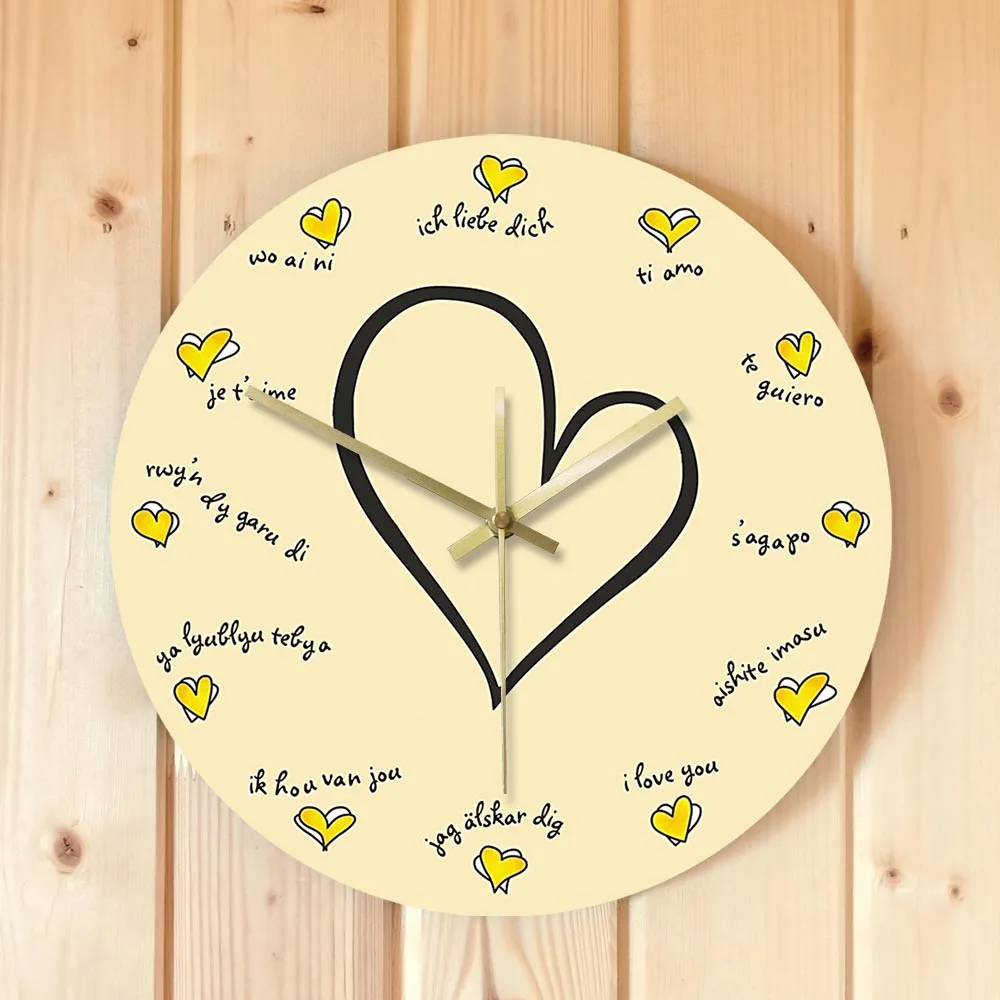 Я люблю тебя на 12 разных языках очаровательные тихие любящие настенные часы