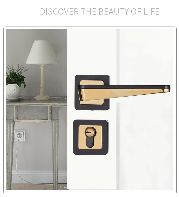 

Black split lock magnetic mute room interior door lock bedroom zinc alloy handle lock hardware lock