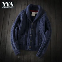 winter men wool cardigan raglan sleeves lapel single breasted sweater pockets korean style thickening casual knitting jackets