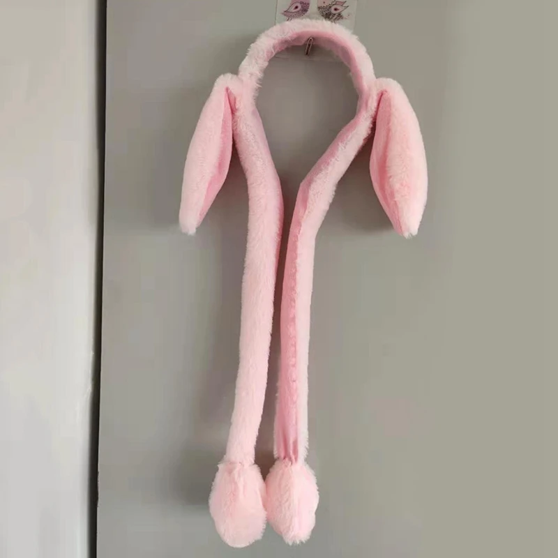 Rabbit Hat With Moving Ears Bunny Warm Plush Sweet Cute Airbag Cap | Аксессуары для одежды