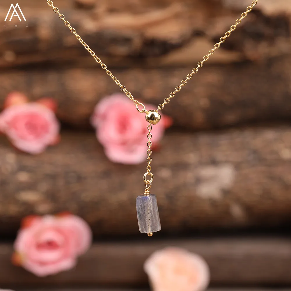 Природный лабрадорит халцедон Ларимар бусины подвеска Золотые Цепи