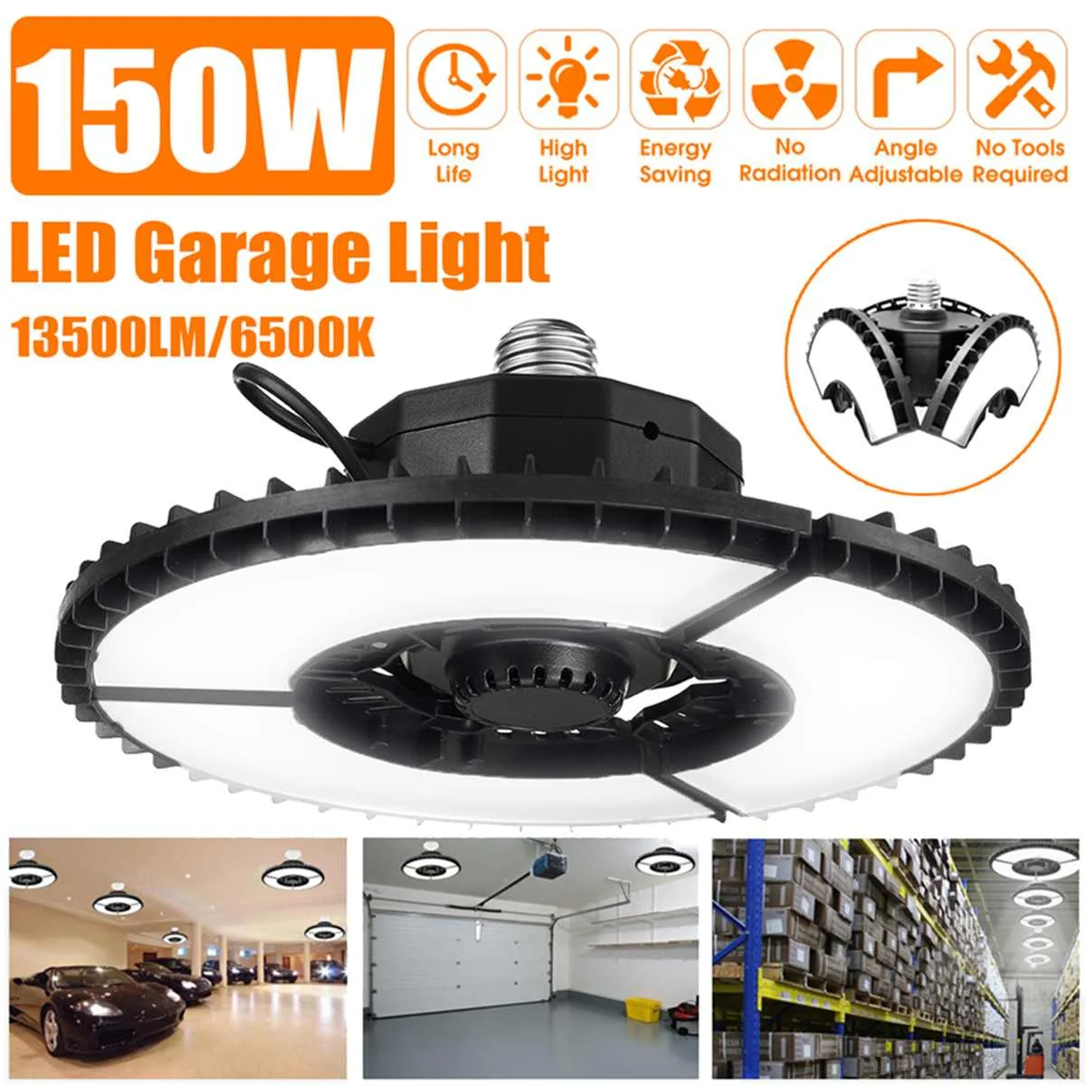 

2PCS/lot 150W 315LED 13500LM Foldable UFO LED High Bay Lights LED Garage Light Industrial Lighting Warehouse Led High Bay Lamps