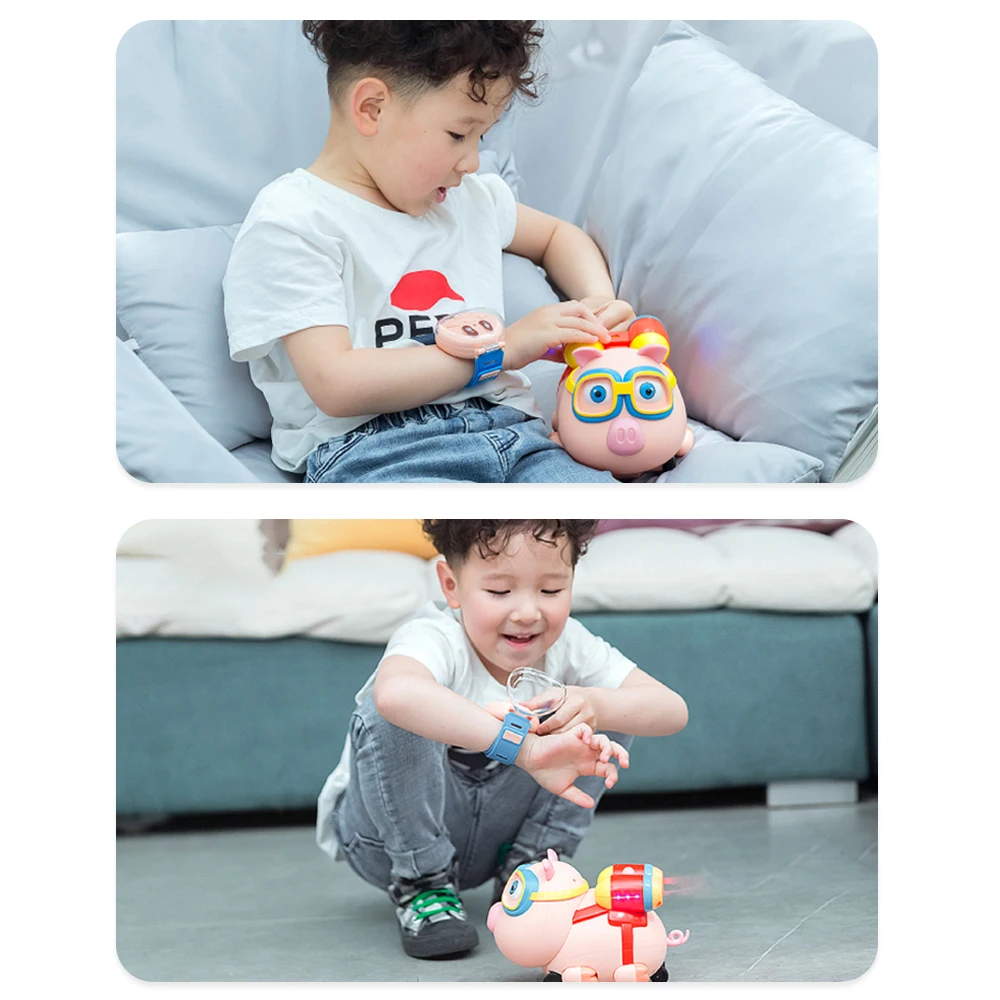 2 4G Забавный R09 RC свинья автомобиль часы игрушка робот амималь с следом спрей