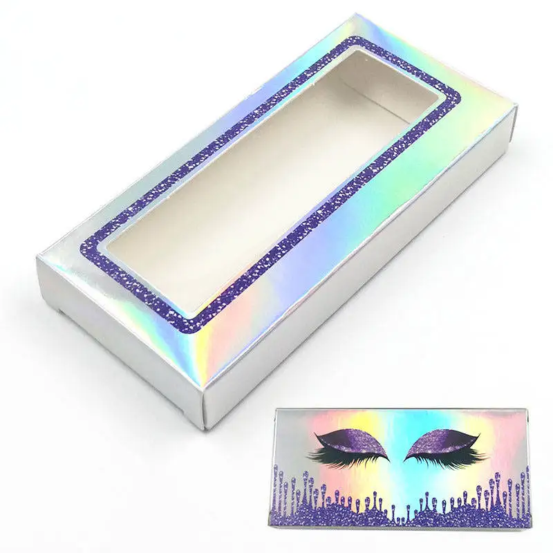 

holographic 10pcs Packing box for eyelash blank eyelashes package Multicolor paper box Eyelashes DIYflash packing box makeup