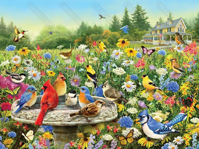 

Diy Diamond Painting Embroidery Garden Diamond Painting Landscape Mosaic Bird Cross Stitchs Rhinestone Home Decoration
