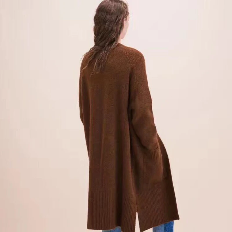 CAMIA autumn soft mohair wool long paragraph seven-point sleeve knit women's sweater cardigan coat |