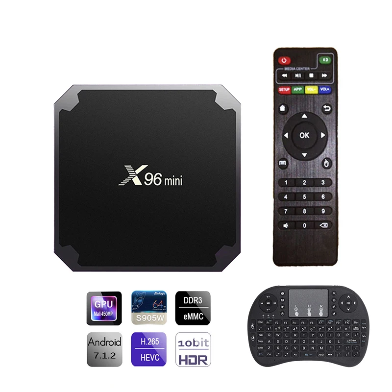 X96 Мини ТВ приставка Android 7,1 Смарт ТВ приставка 2 Гб 16 Гб/1 ГБ 8 ГБ Amlogic S905W четырехъядерный 2,4 ГГц WiFi приставка X96 мини