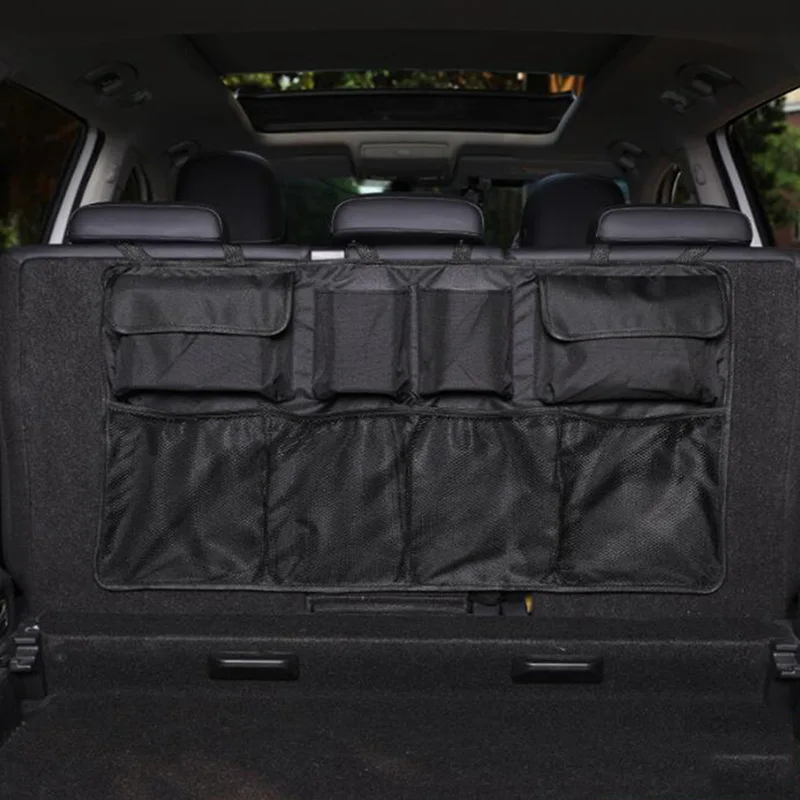 

Auto Accessories Supplies Car Rear Seat Back Storage Bag Multi Hanging Nets Pocket Trunk Bag Organizer Stowing Tidying Interior