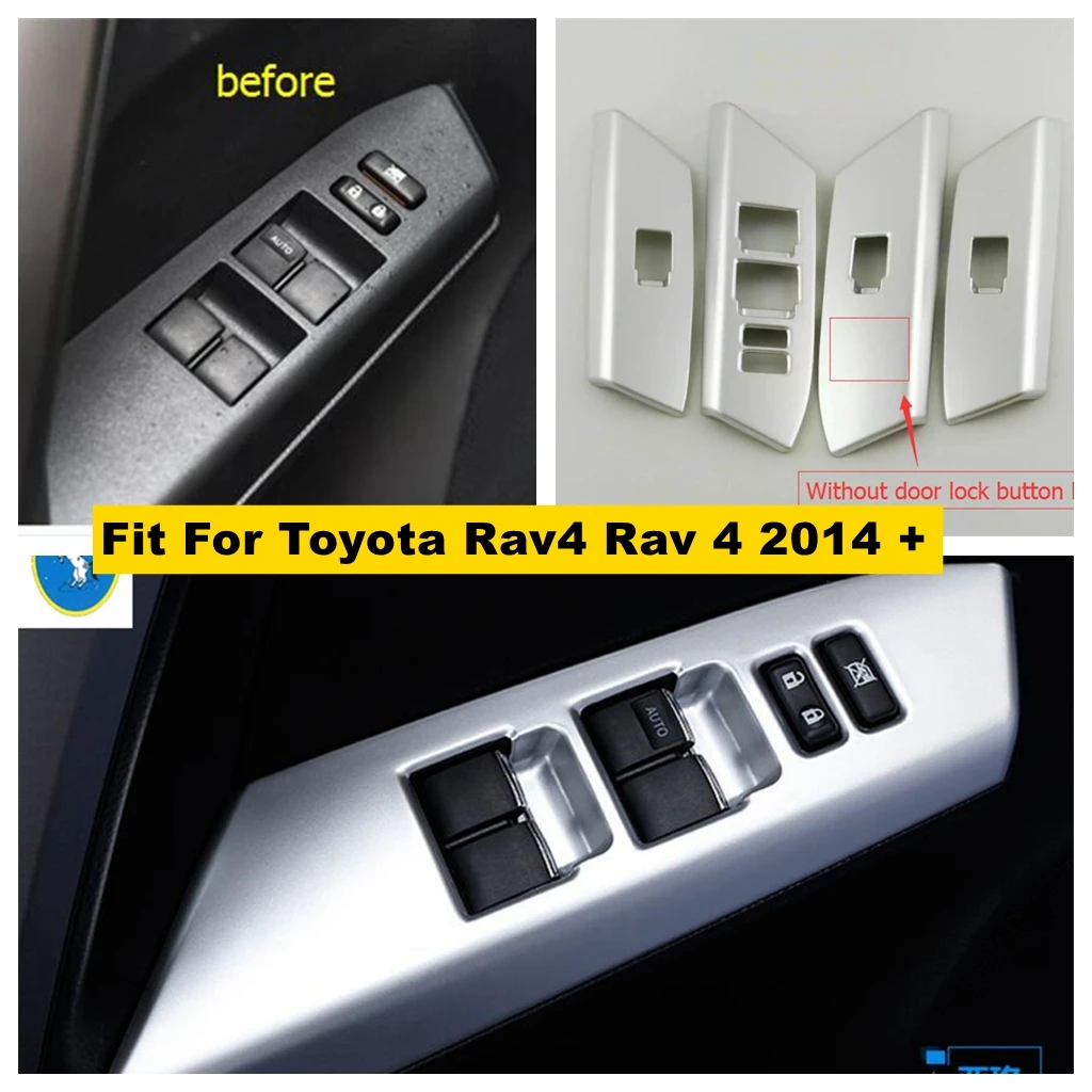 

Accessories Matte Interior Refit Kit Door Armrest Window Glass Lift Button Panel Cover Trim For Toyota RAV4 Rav 4 2014 - 2018