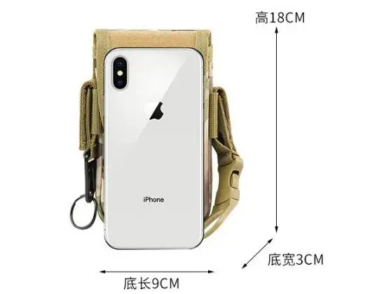 

1000D Tactical Double Layer Phone Pouch Military Molle System Uility EDC Gadget Bag Smartphone Holder Bag with Belt Loop Hook