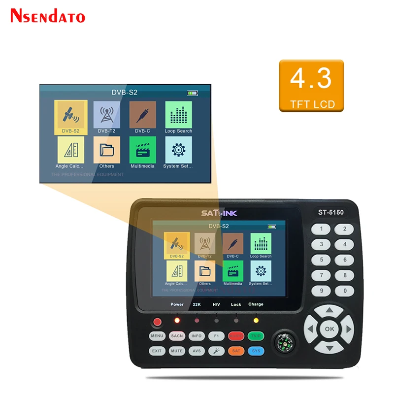 Спутниковый искатель SATLINK ST-5150 DVB-S2/T2/C COMBO HD измеритель H.265 HEVC MPEG-4 QPSK 8PSK 16apsk 4 3 дюйма