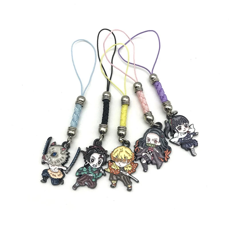 Demon Slayer: Kimetsu No Yaiba японский аниме Рисунок резиновый силиконовый брелок с подвесками ремешок брелок 5 шт