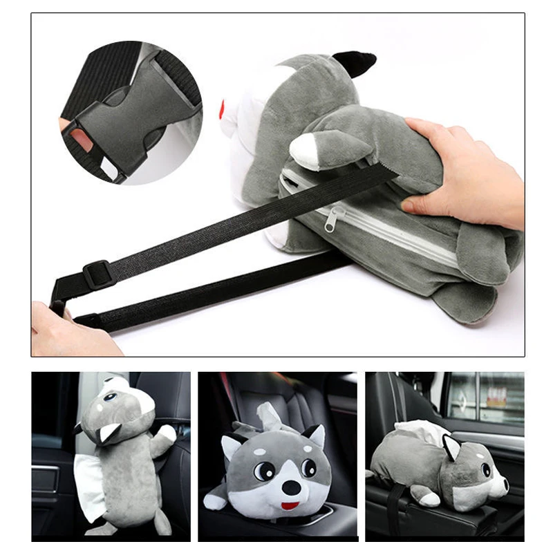 Автомобильный держатель для салфеток с собаками и кошками мягкий подлокотник из