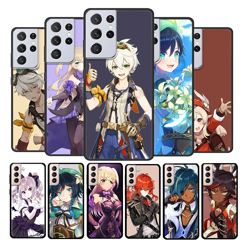 

Anime Genshin impact Lumine for Samsung Galaxy S21 S20 FE Ultra Plus S10 S9 S8 S7 S6 Edge 5G Silicone Black Soft Phone Case