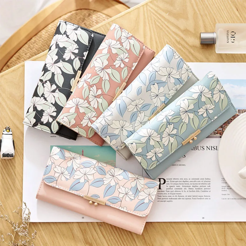 

High Capacity New Fashion Women Wallet Long Design Three Fold Card Holder Carteira Female PU Leather Ladies Purses
