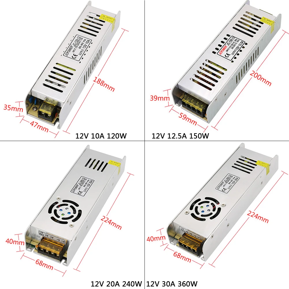DC12V 5A/8.5A/10A12.5A/15A/16.5A/20A/30A Long-shaped Slim Lighting Transformer LED Strip Light Switching Power Supply | Лампы и