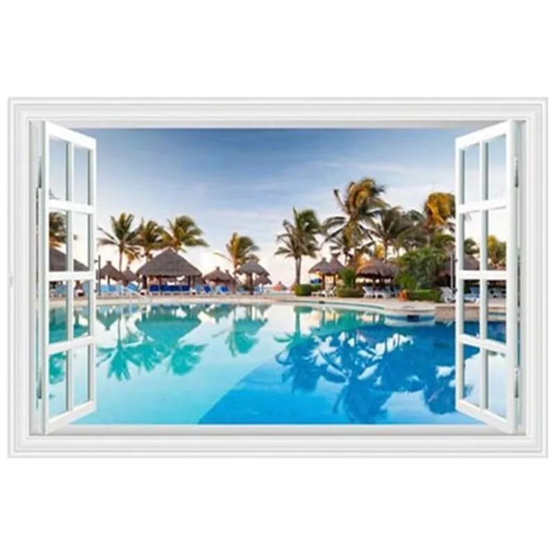 Креативная настенная фотообои с изображением моря пляжа пальмы 3d Виниловые