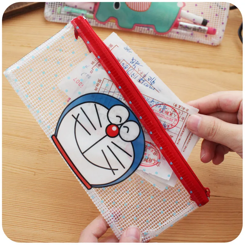 

DL K407 cute cartoon zipper bag transparent file bag A4 document folder Korean stationery office supplies