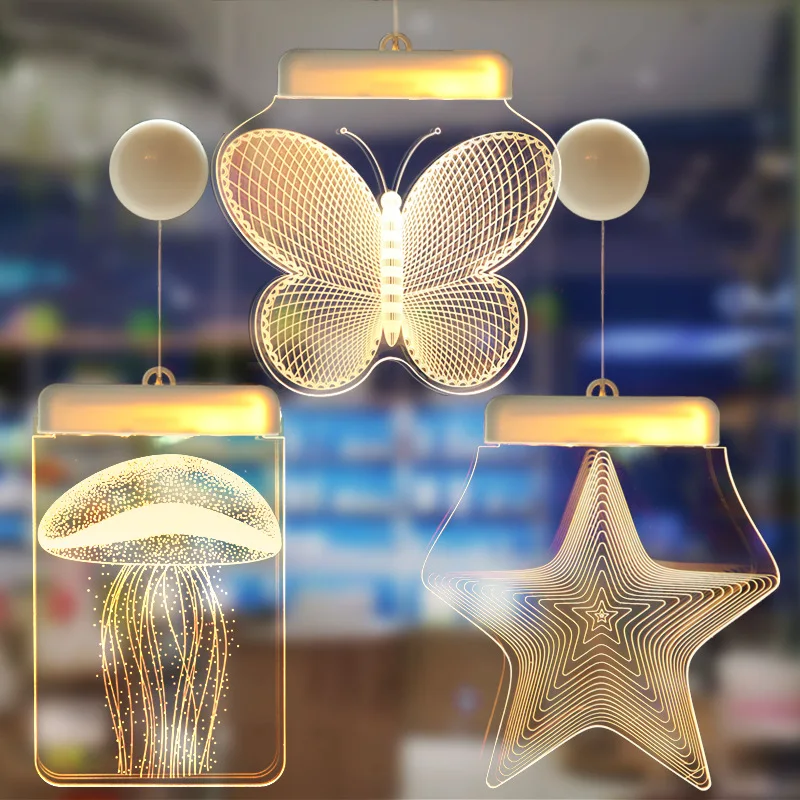 Праздничный декоративный настенный Рождественский подвесной ночник с окошком