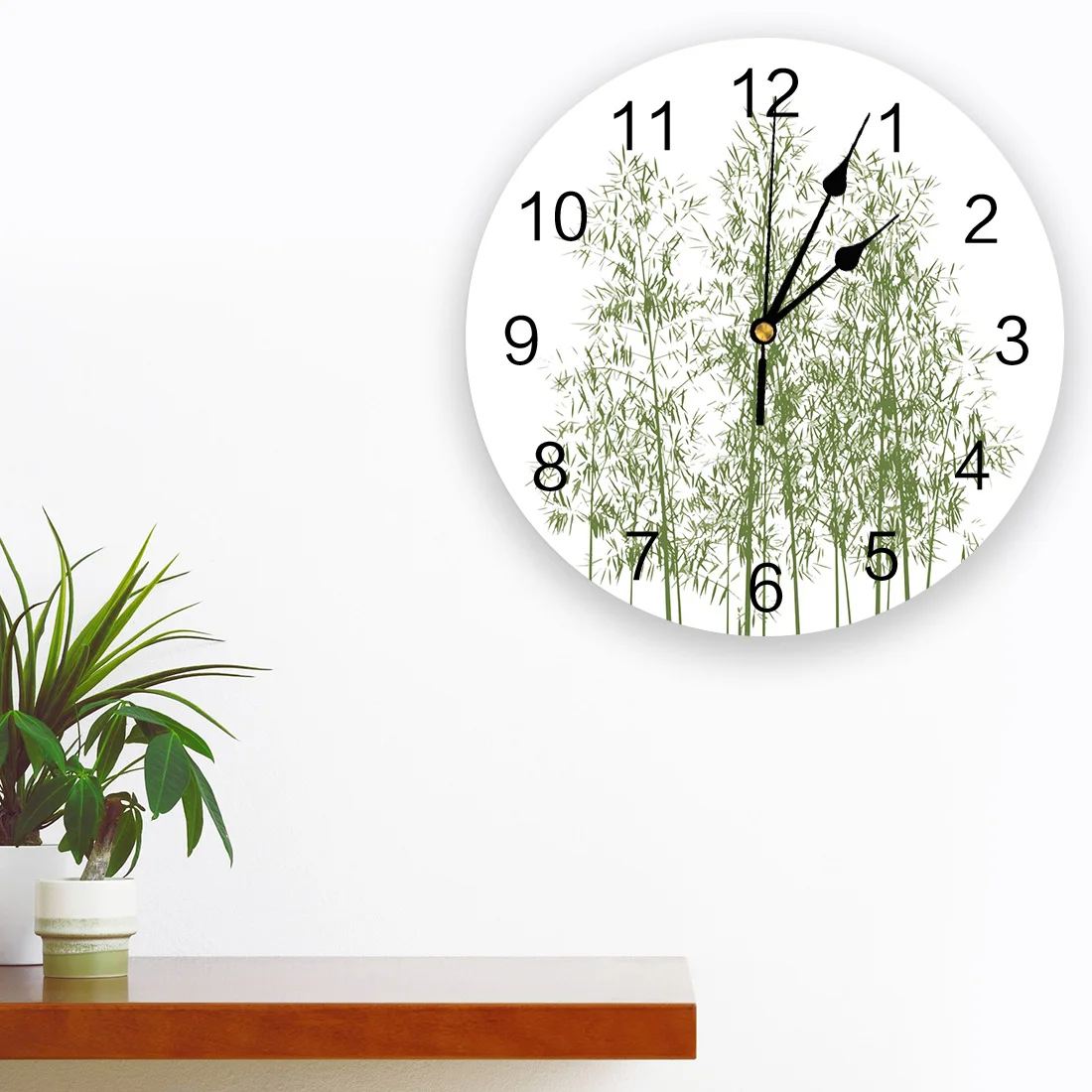 Настенные часы из ПВХ с зелеными бамбуковыми чернилами декоративные настенные