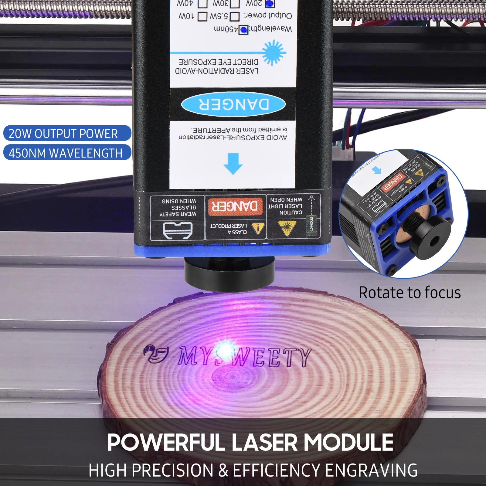 450nm 40W Laser Module Fixed Focal Length Engraving Head High Speed Engraver 3D Printer CNC Router | Инструменты