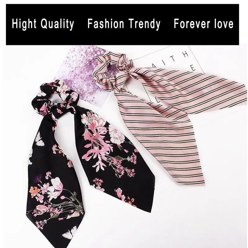 

Floral Satin Hair Scrunchies Women Elastic Hair Bands Ties Scarf Scrunchy Hairbands Turban Head Wrap Hair Accessories Headwear